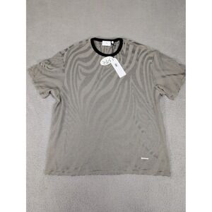RtA Shirt Mens Large Black Beige Zebra Stripe Oversized Tee Made‎ USA MF23K504